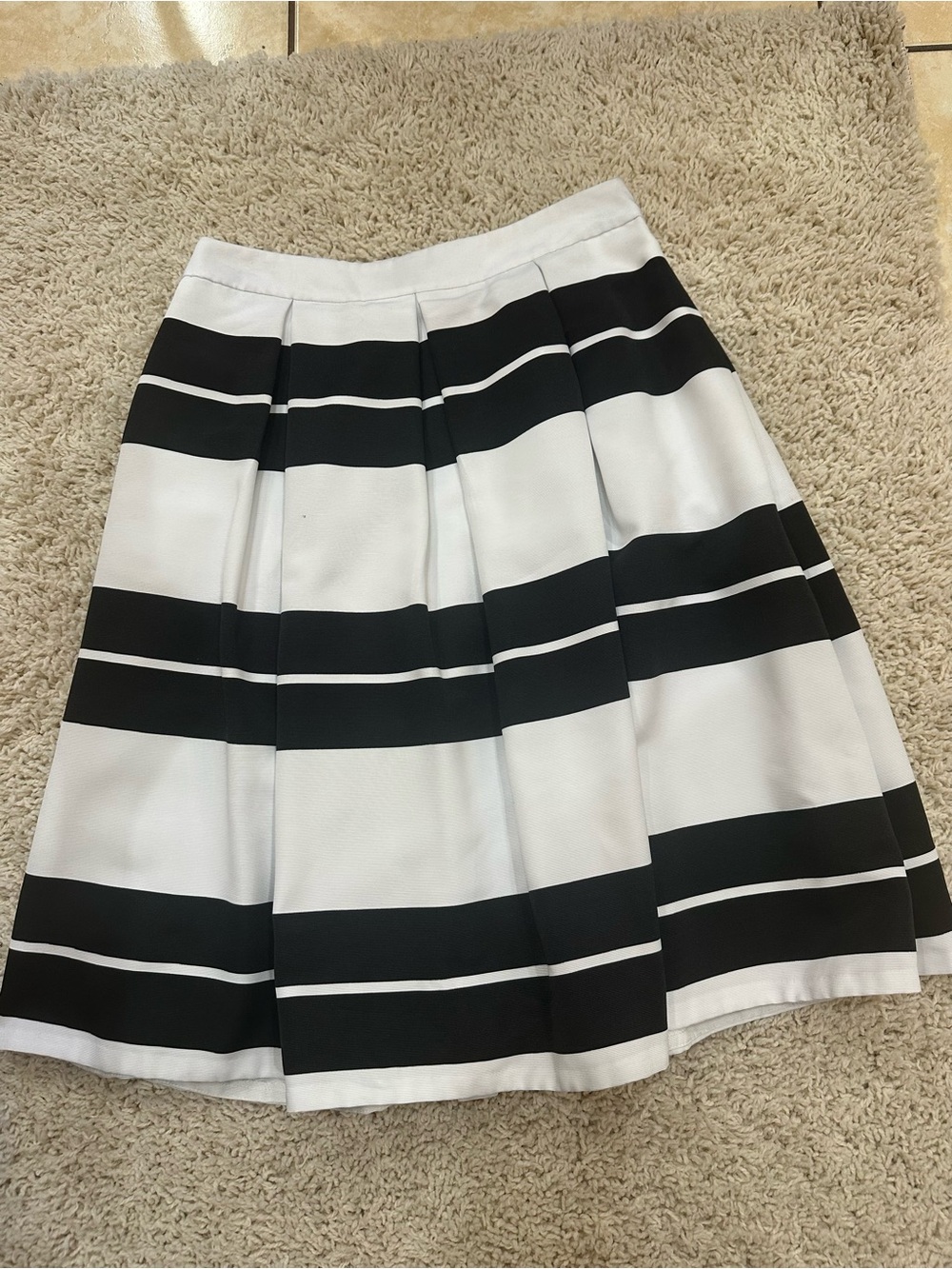 Express Black and White Striped Circle Skirt